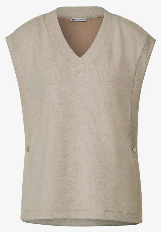 Weste mit V-Ausschnitt bleached sand melange