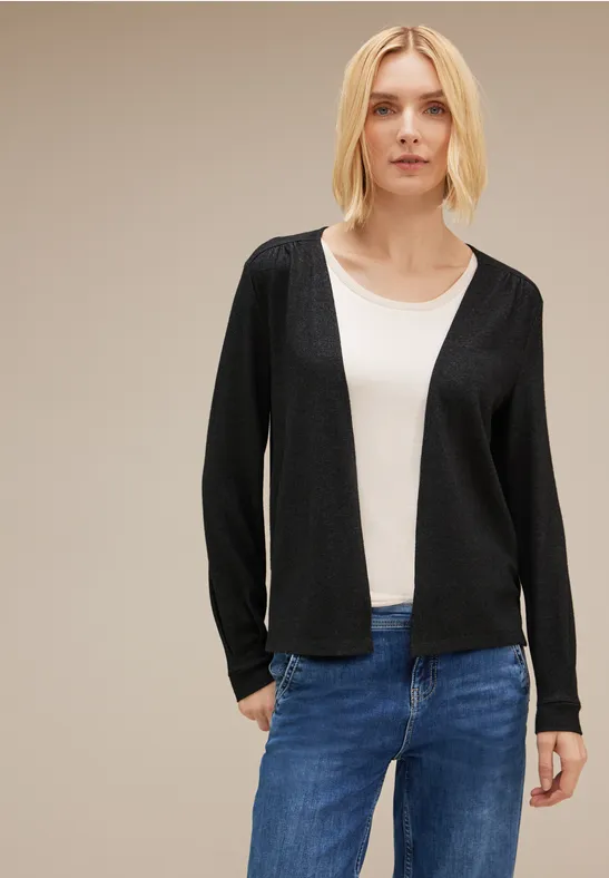 Offene Shirtjacke anthracite melange