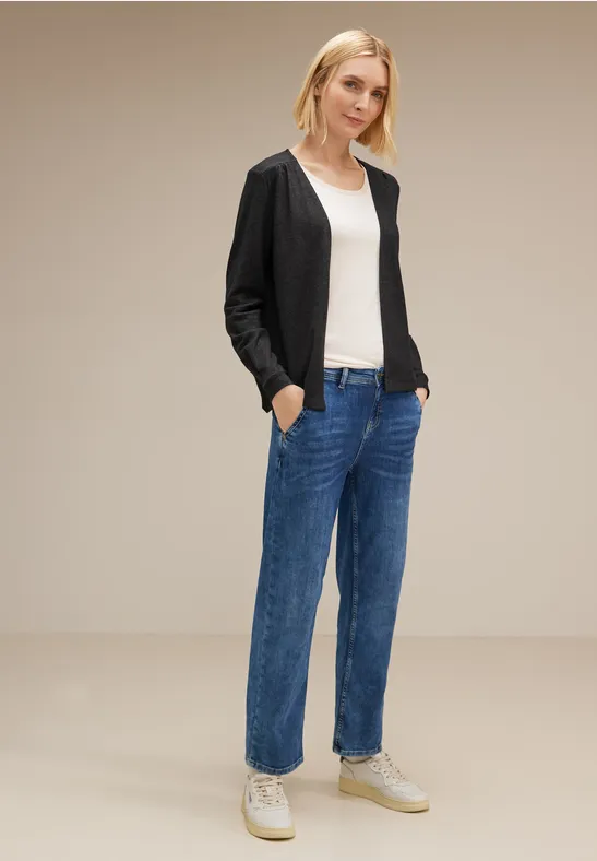 Offene Shirtjacke anthracite melange