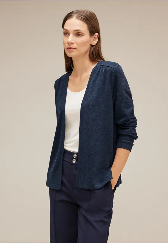 Offene Shirtjacke deep blue melange