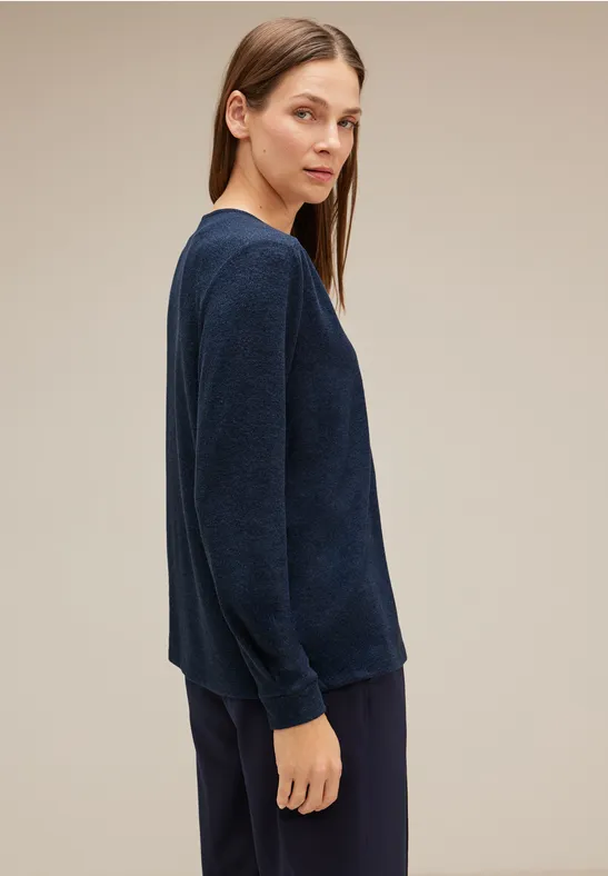 Offene Shirtjacke deep blue melange
