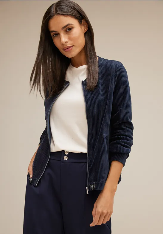 Cordjacke mit Zipper deep blue