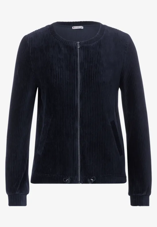 Cordjacke mit Zipper deep blue