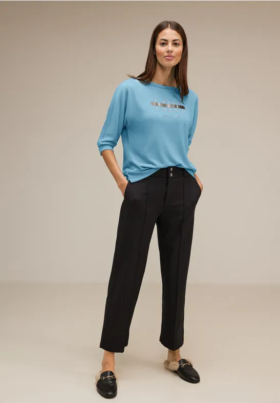 Shirt mit Schimmer Wording light aquamarine blue mel.