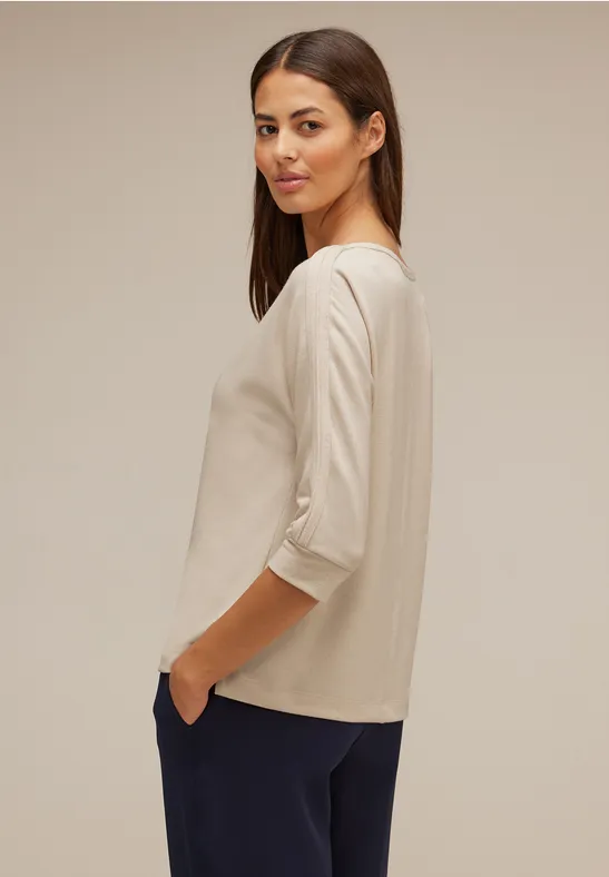 Shirt mit Schimmer Wording spring sand melange