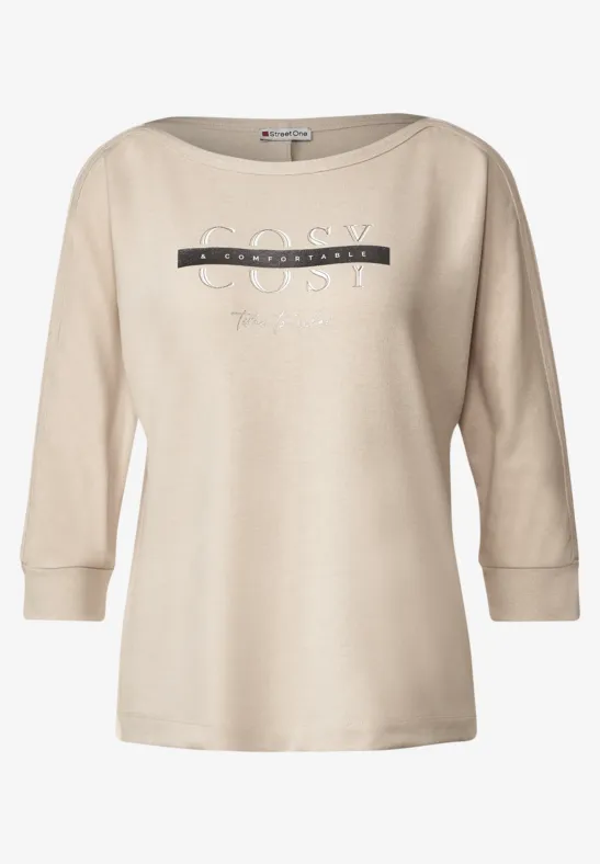 Shirt mit Schimmer Wording spring sand melange
