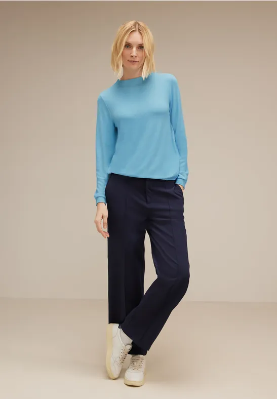 Langarmshirt mit Gummisaum light aquamarine blue mel.
