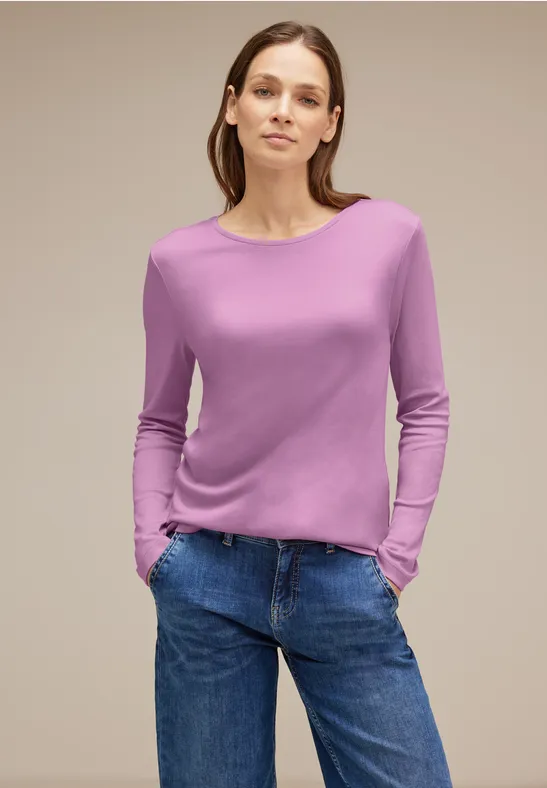 Basic Langarmshirt bright rose