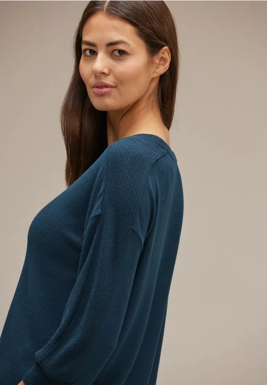 Cosy Shirt mit 3/4 Arm atlantic blue melange