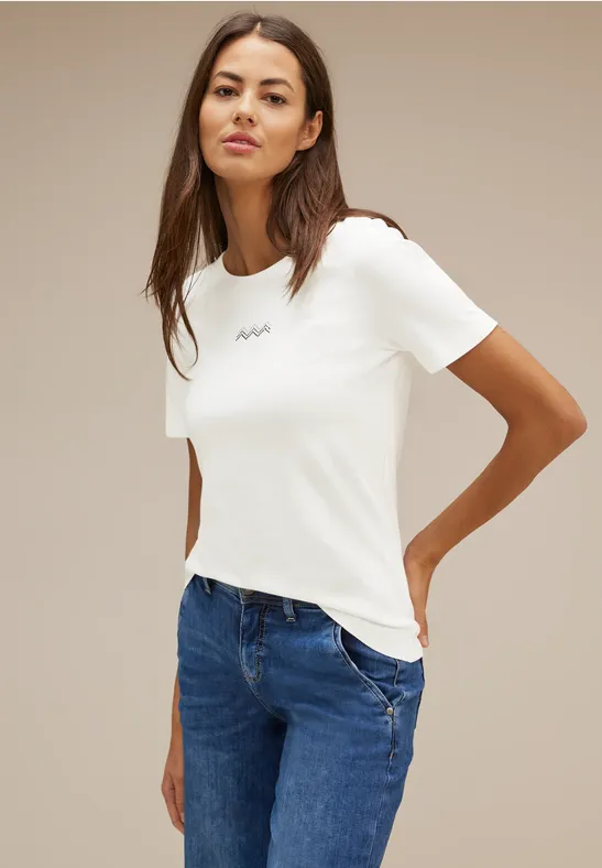 T-Shirt mit Artwork Dessin off white