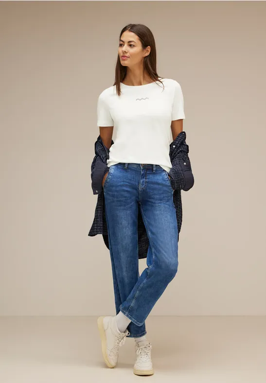 T-Shirt mit Artwork Dessin off white