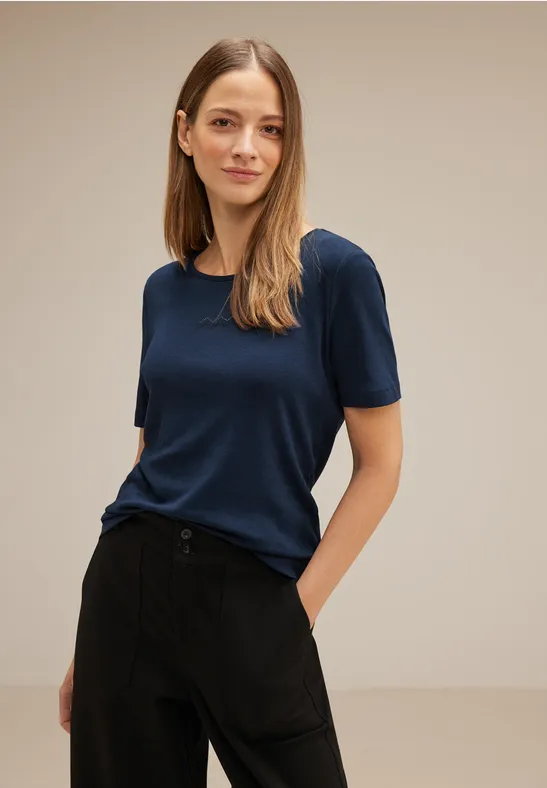 T-Shirt mit Artwork Dessin dark atlantic blue