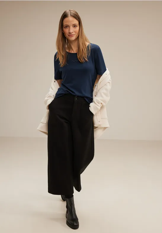 T-Shirt mit Artwork Dessin dark atlantic blue