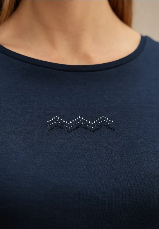 T-Shirt mit Artwork Dessin dark atlantic blue