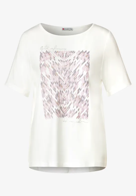 T-Shirt mit Artwork Print off white