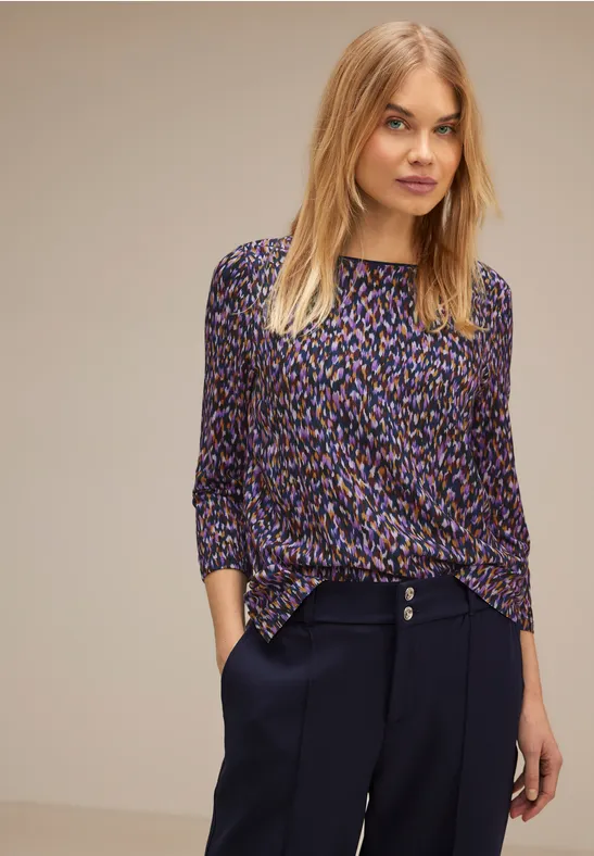 Shirt im Minimalprint atlantic blue