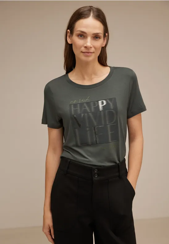 Shirt mit Frontprint greyish olive