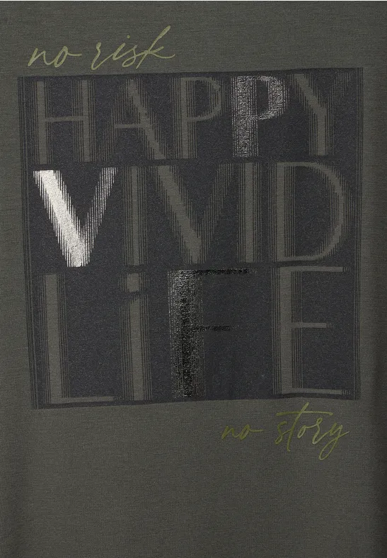 Shirt mit Frontprint greyish olive