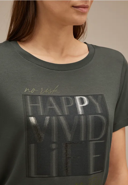 Shirt mit Frontprint greyish olive