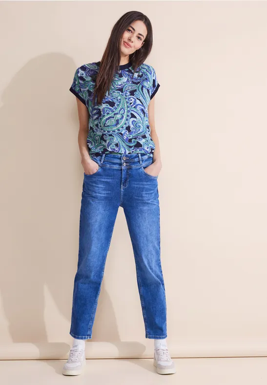 Materialmix T-Shirt intense aqua