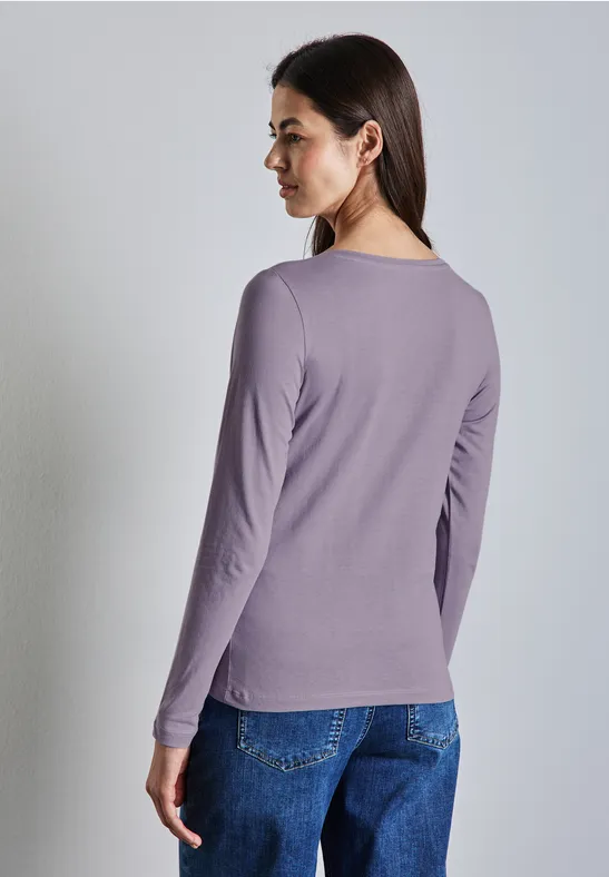 Shirt mit gerundetem V-Neck wisteria purple