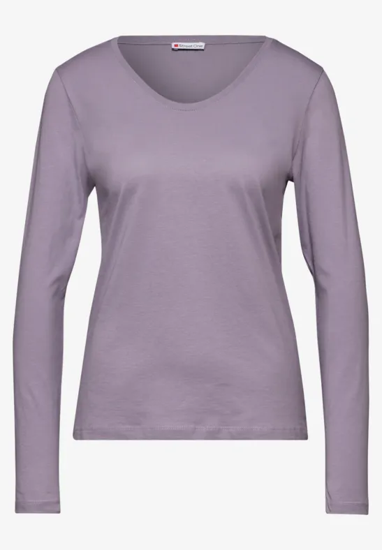 Shirt mit gerundetem V-Neck wisteria purple