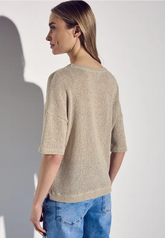 T-Shirt mit Glitzerdetails moonstone sand