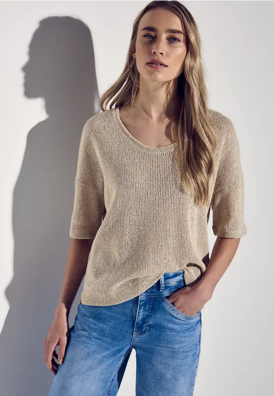 T-Shirt mit Glitzerdetails moonstone sand