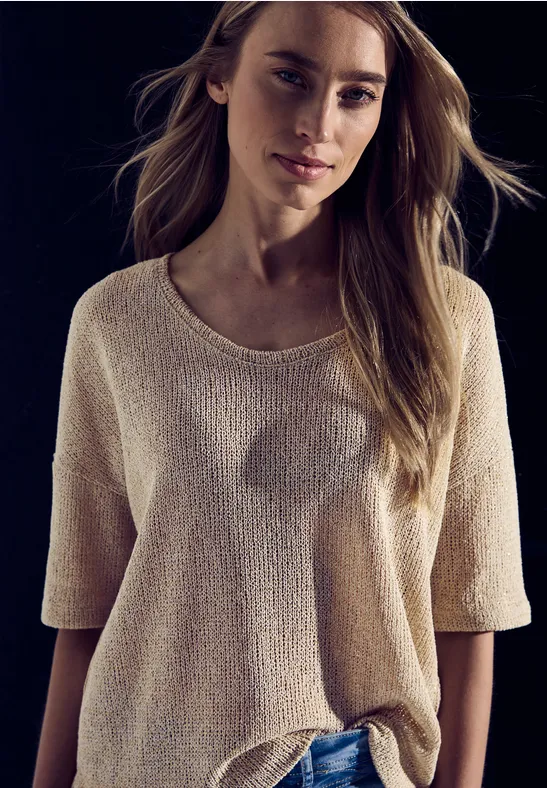 T-Shirt mit Glitzerdetails moonstone sand