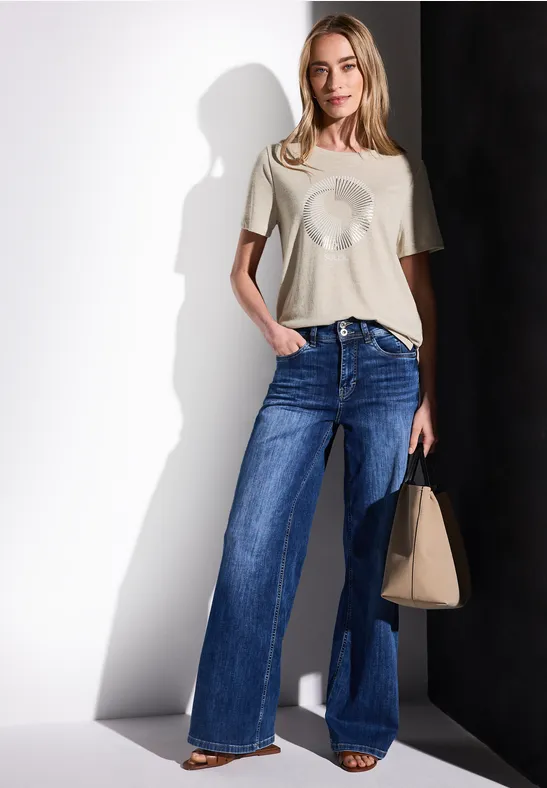 Shirt met foliedruk moonstone sand