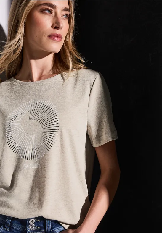 Shirt met foliedruk moonstone sand