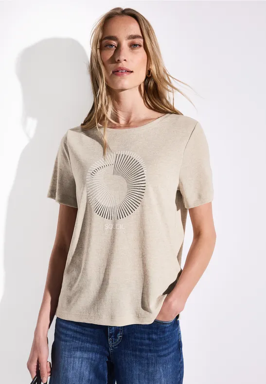 Shirt met foliedruk moonstone sand