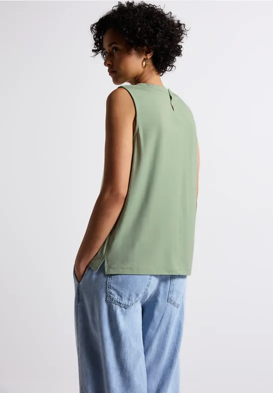 Jersey top met rimpels soft jade green