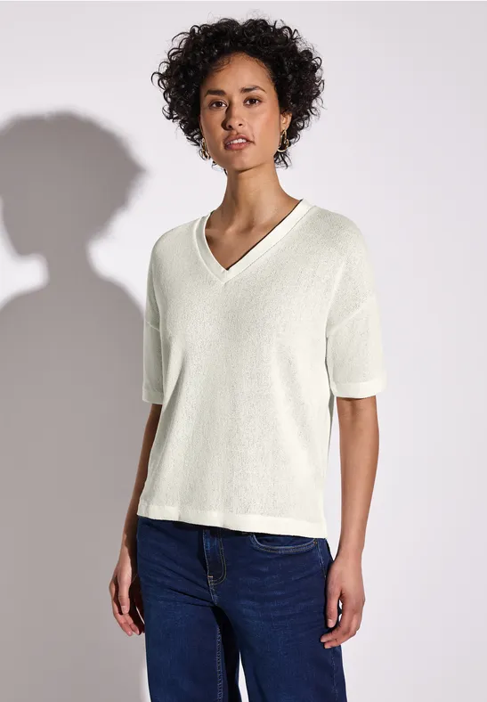 Shirt met gebreide look off white