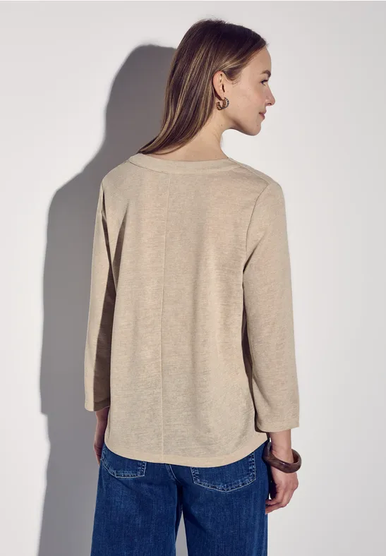 Shirt in linnenlook sheer beige mel.