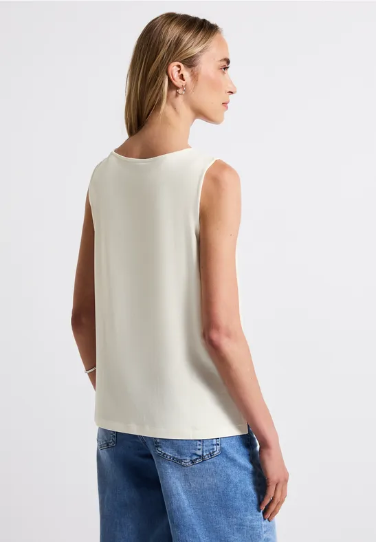 Jersey-Top mit Cut-Out off white