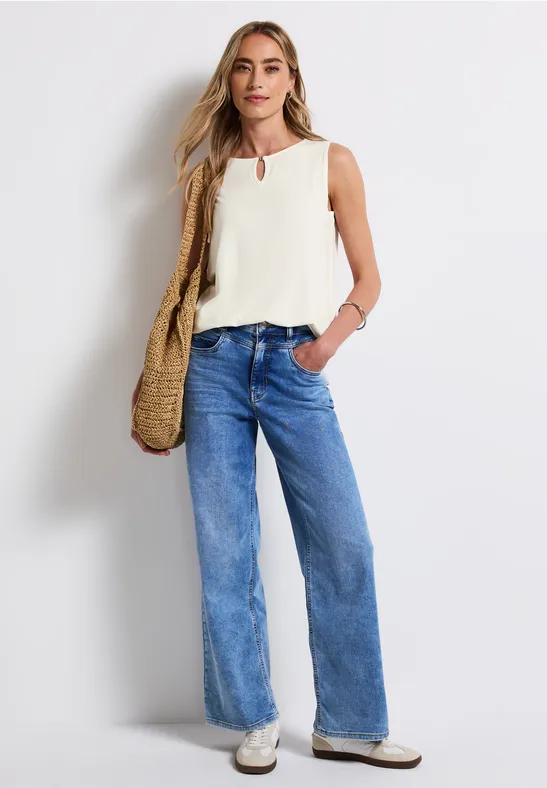 Jersey-Top mit Cut-Out off white