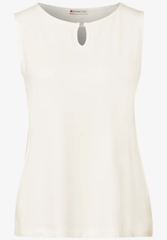 Jersey-Top mit Cut-Out off white