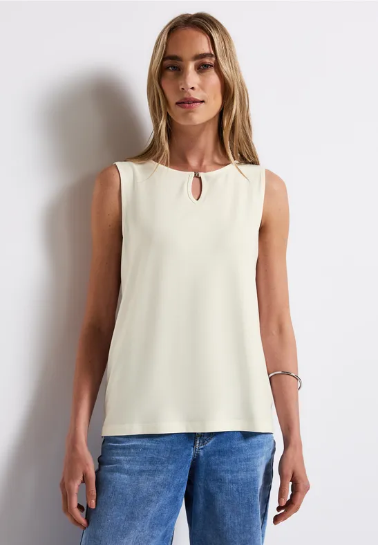 Jersey-Top mit Cut-Out off white