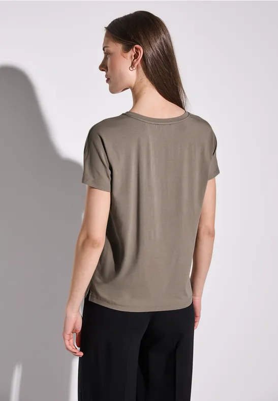 Koszulka w jednolitym kolorze stone brown
