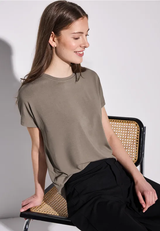 Koszulka w jednolitym kolorze stone brown