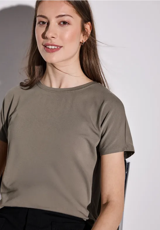 Koszulka w jednolitym kolorze stone brown