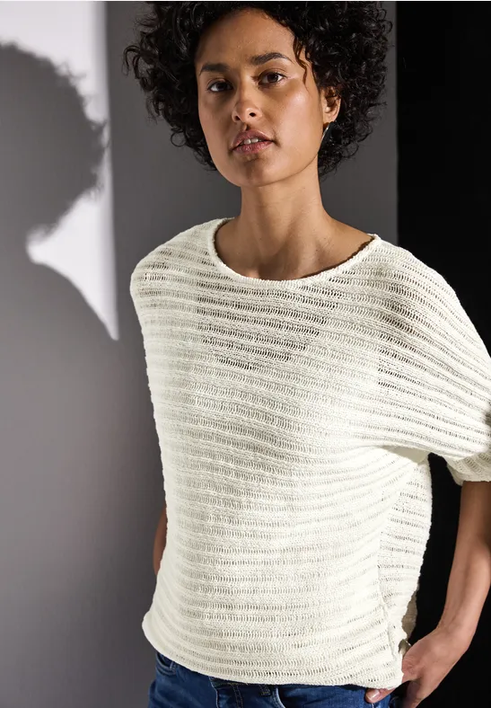 Strick-Look Shirt off white