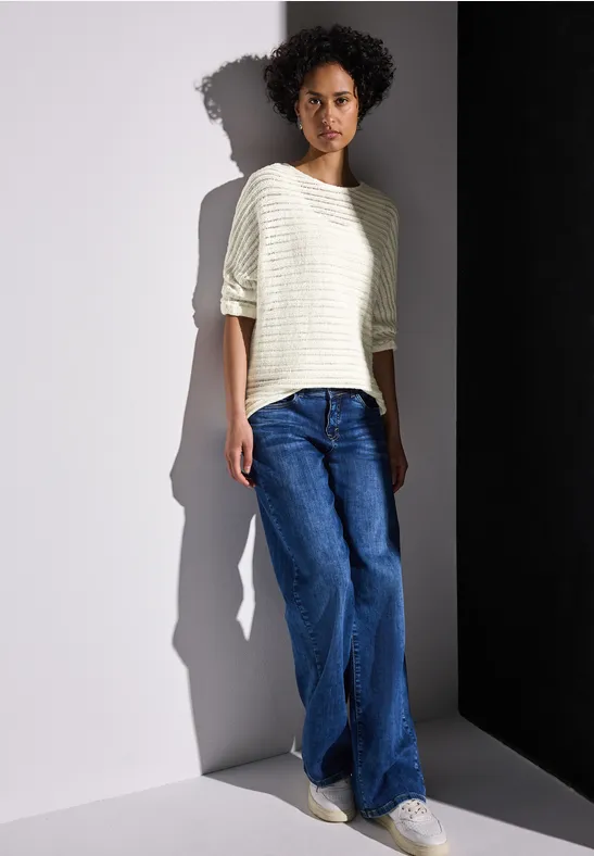 Strick-Look Shirt off white