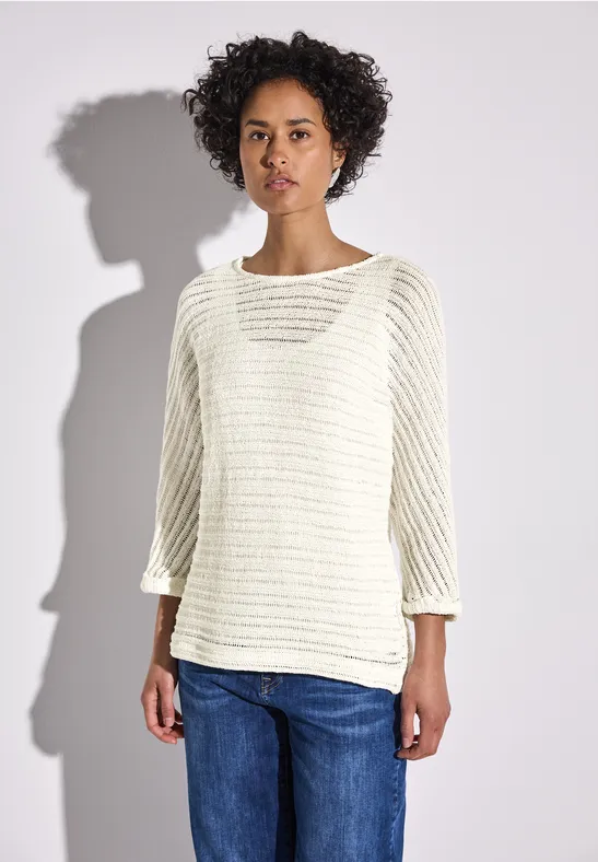 Strick-Look Shirt off white
