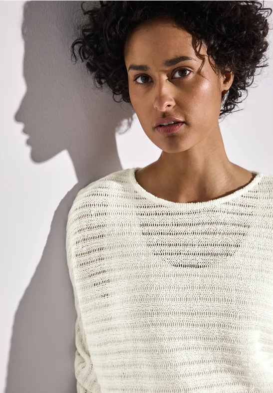 Strick-Look Shirt off white