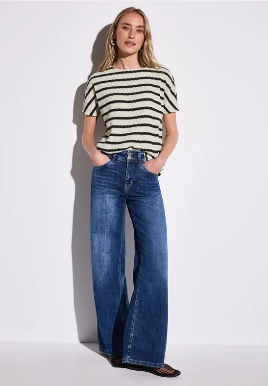 Gestreiftes Strukturshirt Black