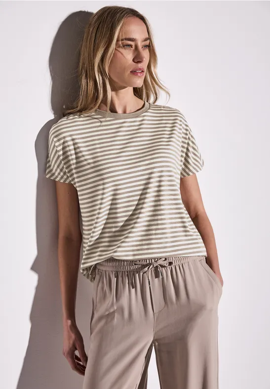 T-shirt à rayures vintage stone