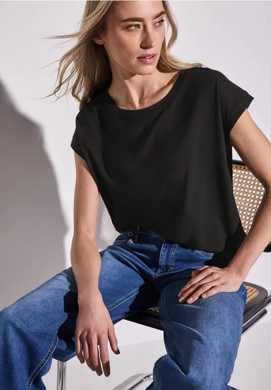 Shirt mit Dekortape Black