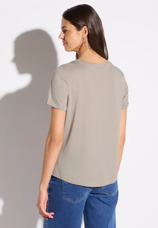 Shirt met foliedruk clay taupe